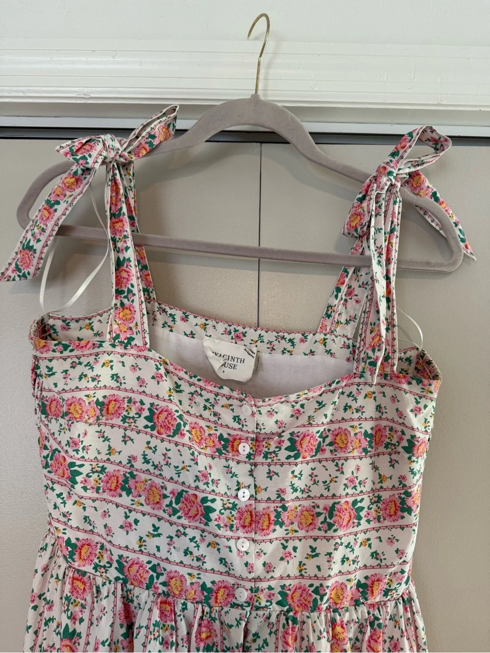 Tuckernuck White Midi Dress with Pink and Green Floral Print - Picture 7 of 12